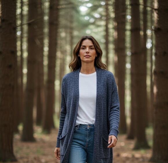 Caslon Sweaters - Caslon Cardigan Sweater Womens Small Blue Long Duster Open Front Pockets Knit